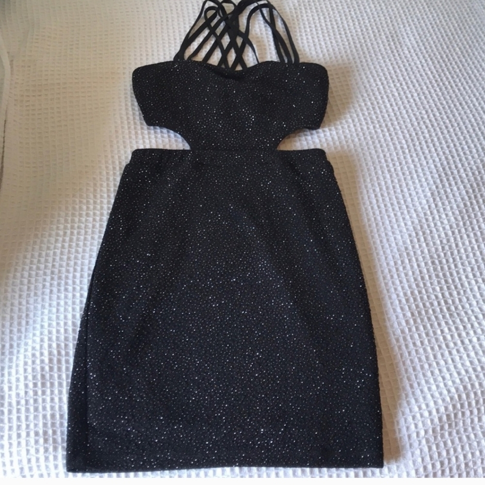 Elegant Black Strappy Dress with both sides cut out